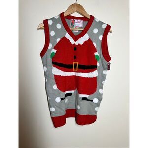 Ugly Christmas Sweater Vest Santa Knit Vest Size Mens Small New